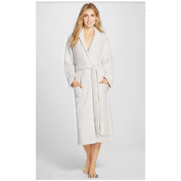 Barefoot Dreams Other - Barefoot Dreams CozyChic Robe Heather Stone/White Size 2 (med)